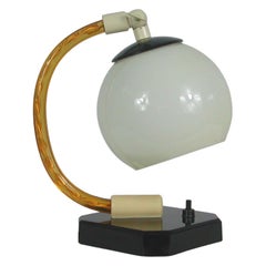 Vintage German Art Deco Glass, Bakelite and Opaline Table Lamp, 1930s