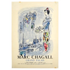 Original Vintage Exhibition Poster Marc Chagall Magician Of Paris Grand Palais