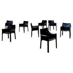 Mario Bellini 413 "CAB" Chairs for Cassina, 1977, Set of 8