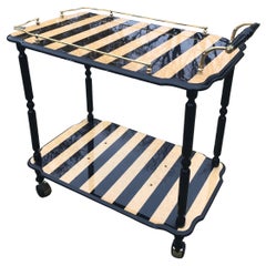 Post Modern Italian Lacquered Striped Bar Cart