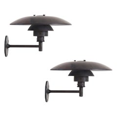 Pair of Poul Henningsen PH Wall Brown Patinated Outdoor Lamps for Louis Poulsen
