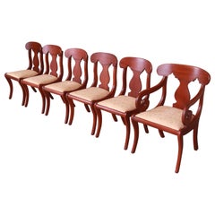 Henkel Harris American Colonial Solid Cherry Wood Dining Chairs, Set of Six