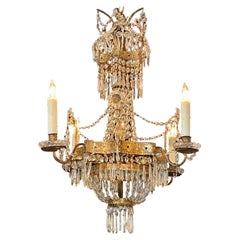 19th Century Italian Empire Style Crystal and Tole Chandelier