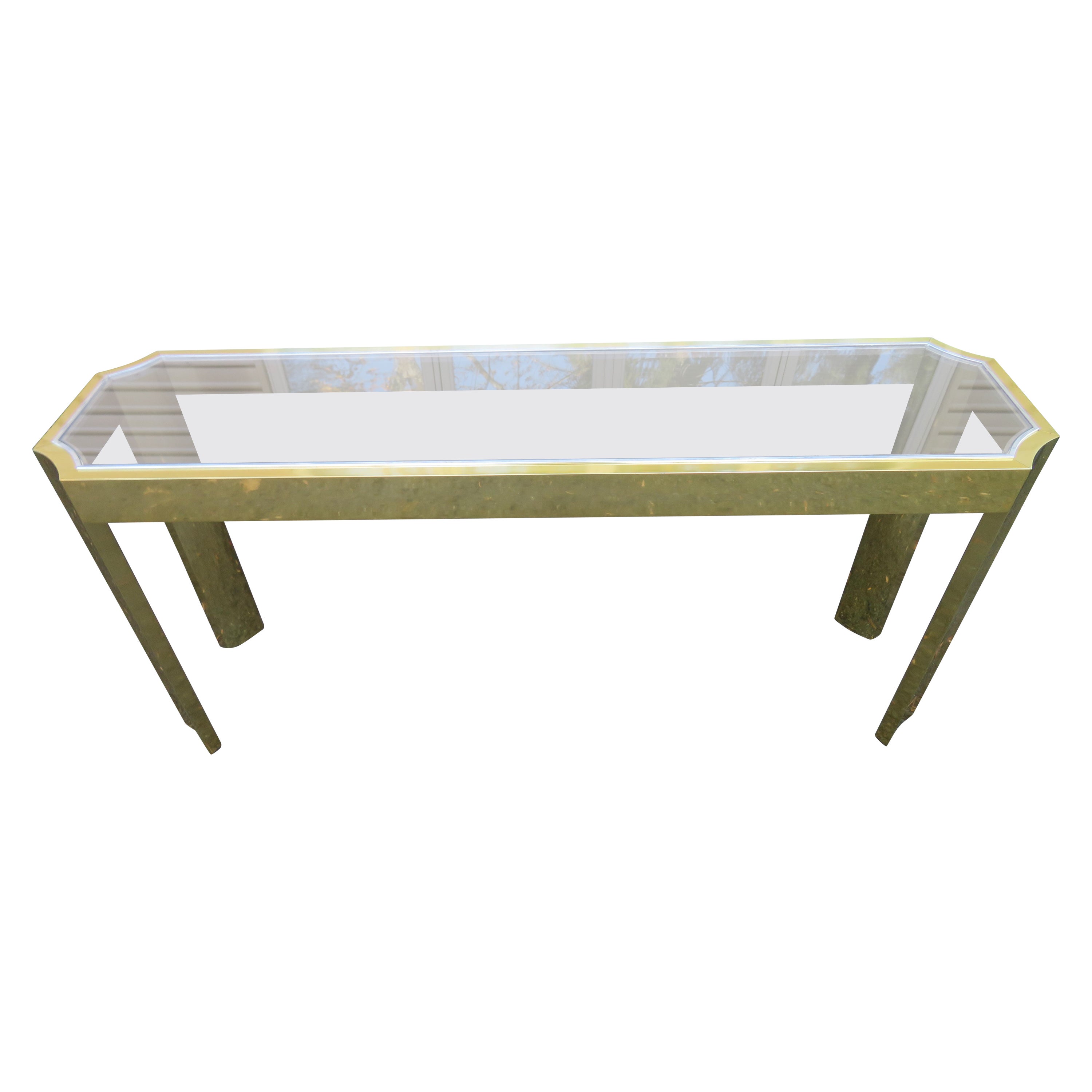 Sensational Brass Aluminum Console Sofa Table Mid-Century Modern For Sale