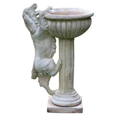 Vintage Stone Fountain with Climbing Dog