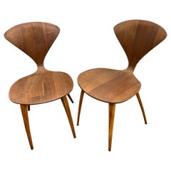 Mid-Century Modern Norman Cherner Walnut Plycraft Chairs, Pair