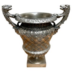 Coolest French Antique Silver Plated Champagne Bucket / Wine Cooler, circa 1900
