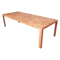 Roger Sprunger for Dunbar Burl Wood Extension Dining Table, Newly Refinished