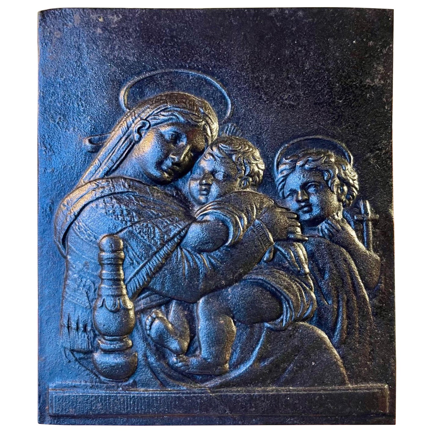 Antique Russian Wall Relief, Icon in Bronze, 19th Century For Sale