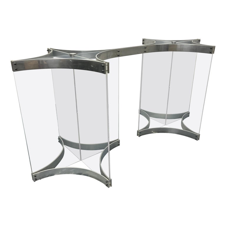 Alessandro Albrizzi Lucite and Aluminum Dining Table Base For Sale