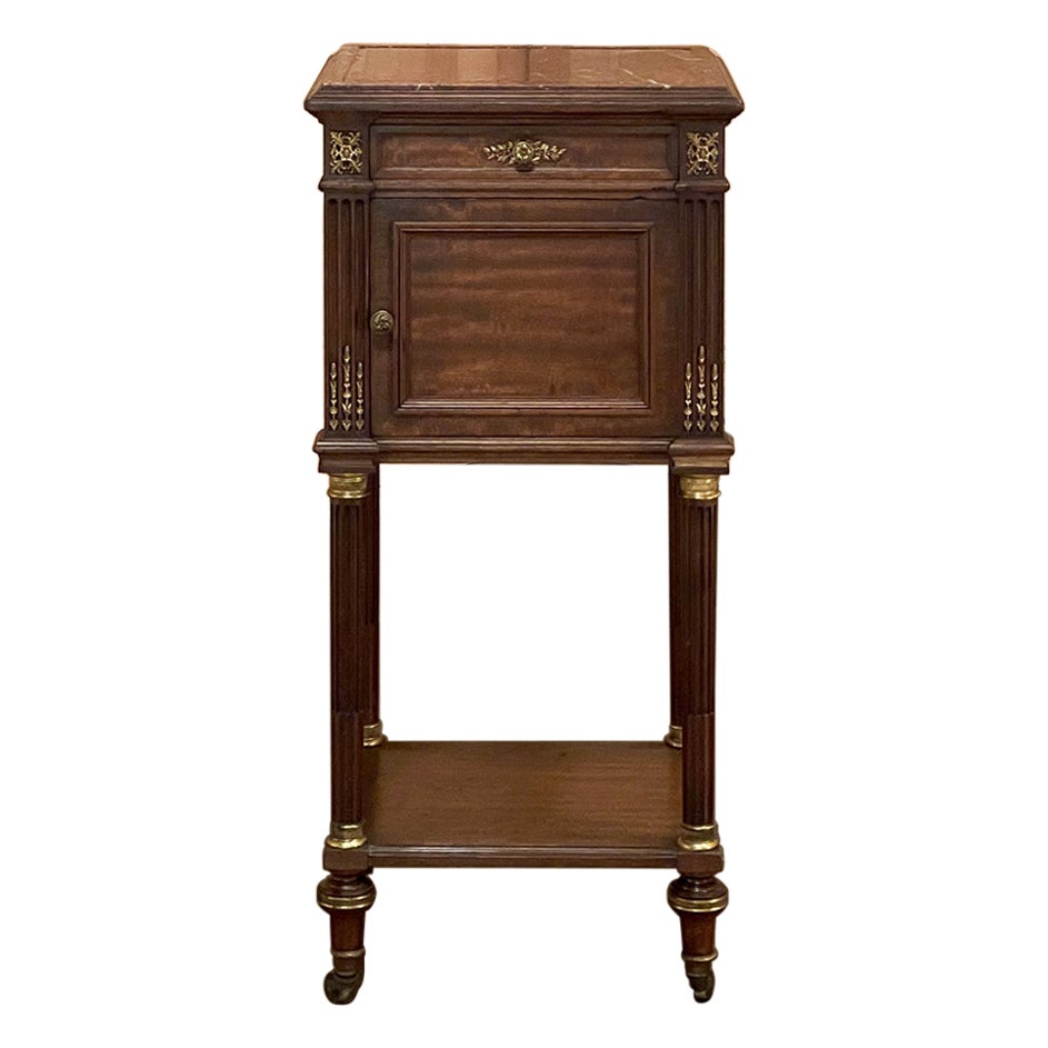 19th Century French Krieger Louis XVI Mahogany Nightstand For Sale