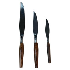Vintage Mode Danish Rosewood and Stainless Steel Knives by Sheffield, Set of Three