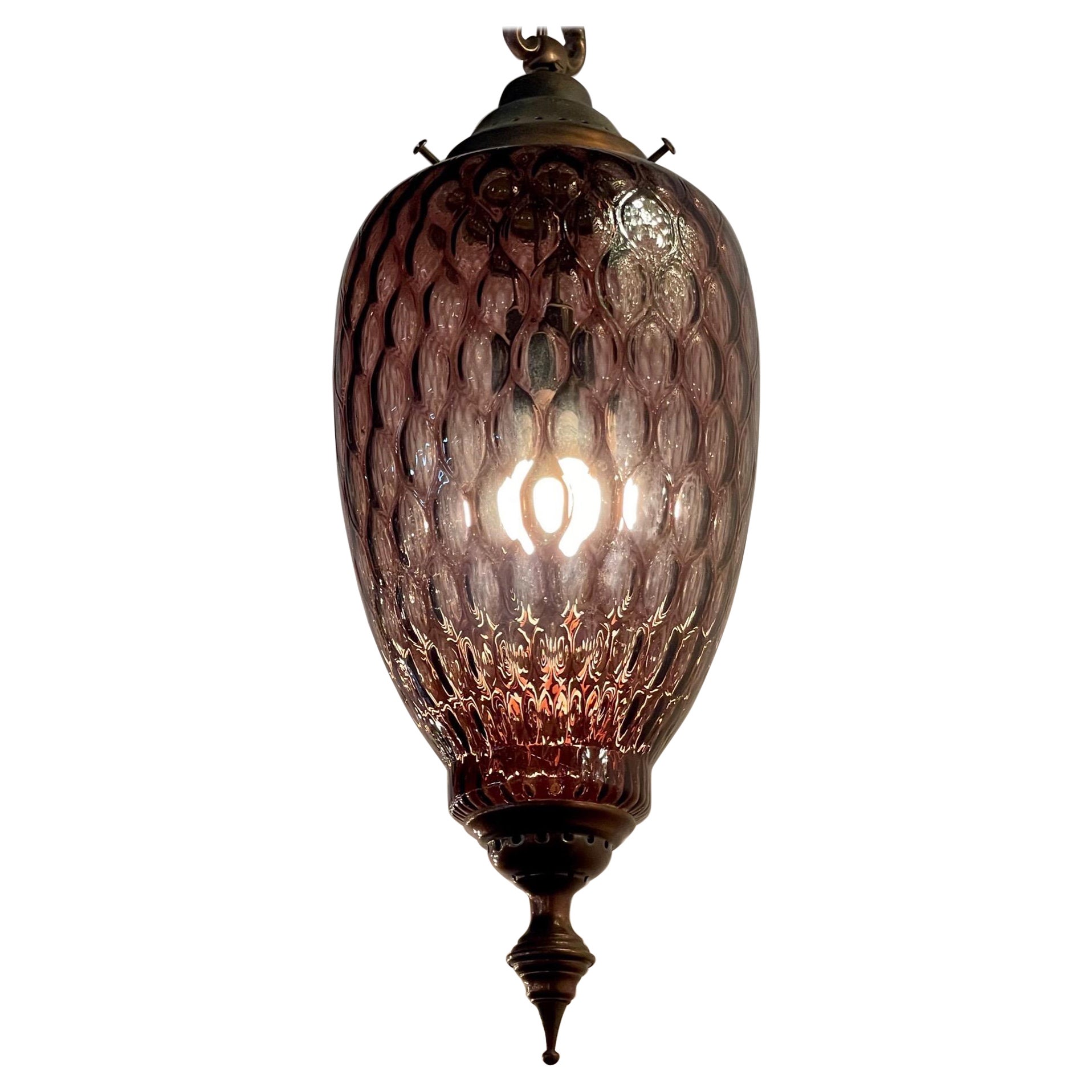 Vintage Lavender Colored Murano Glass Lantern