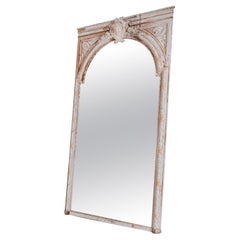 19th Century French White Gilded Trumeau Mirror