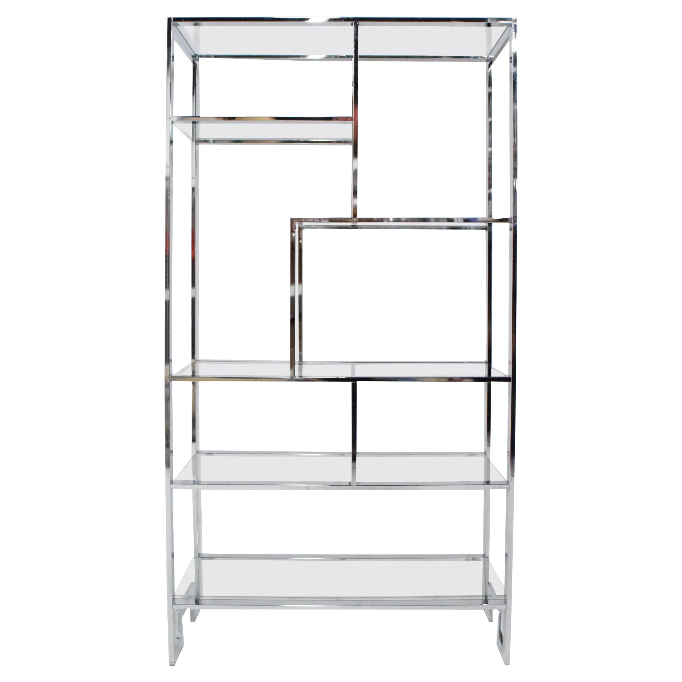 Design Institute America Chrome and Glass Étagère For Sale