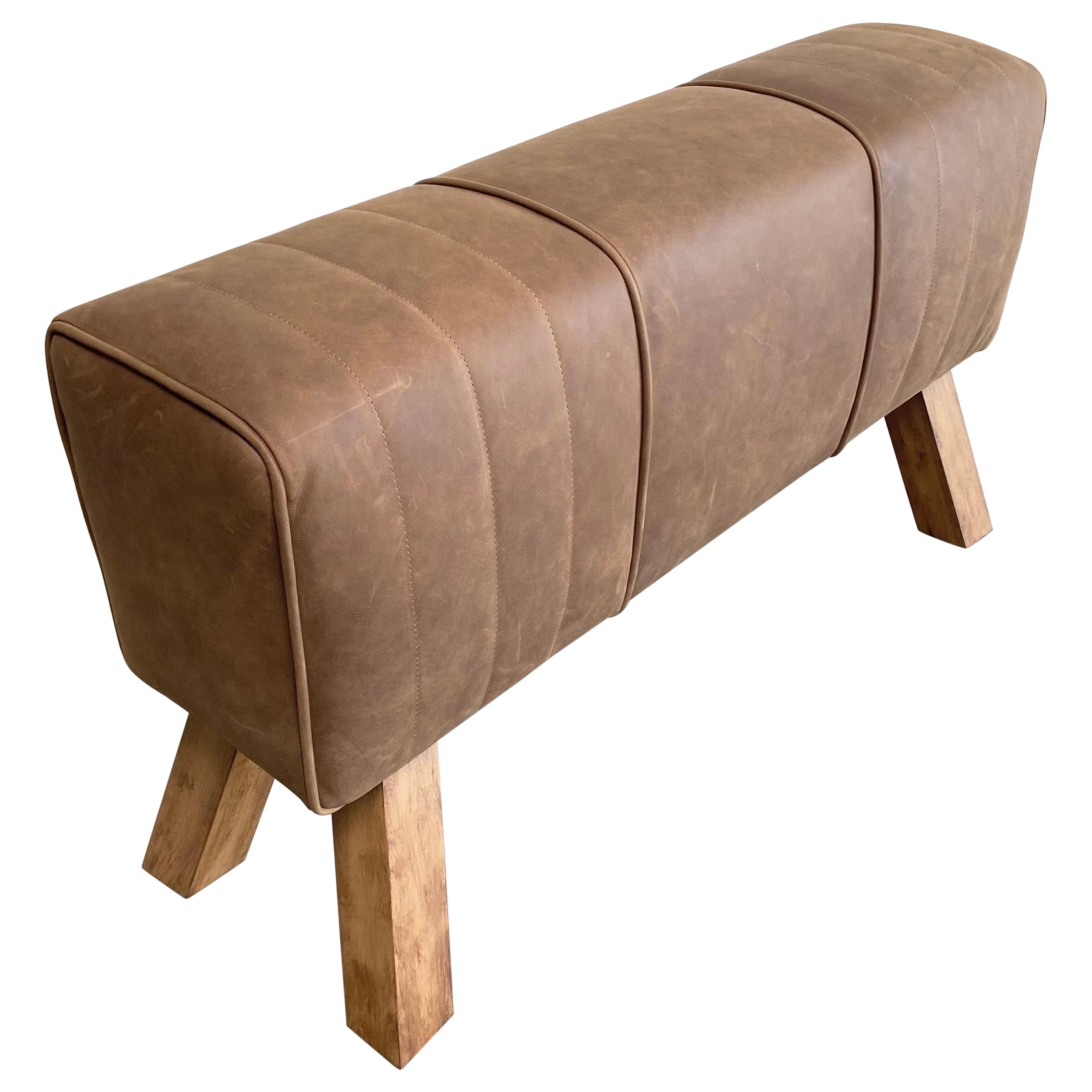 Cowhide leather Bench Stool Seat Pommel Horse foot rest 