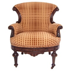 19th Century Victorian Eastlake Chair with Op Art Cut Velvet, England