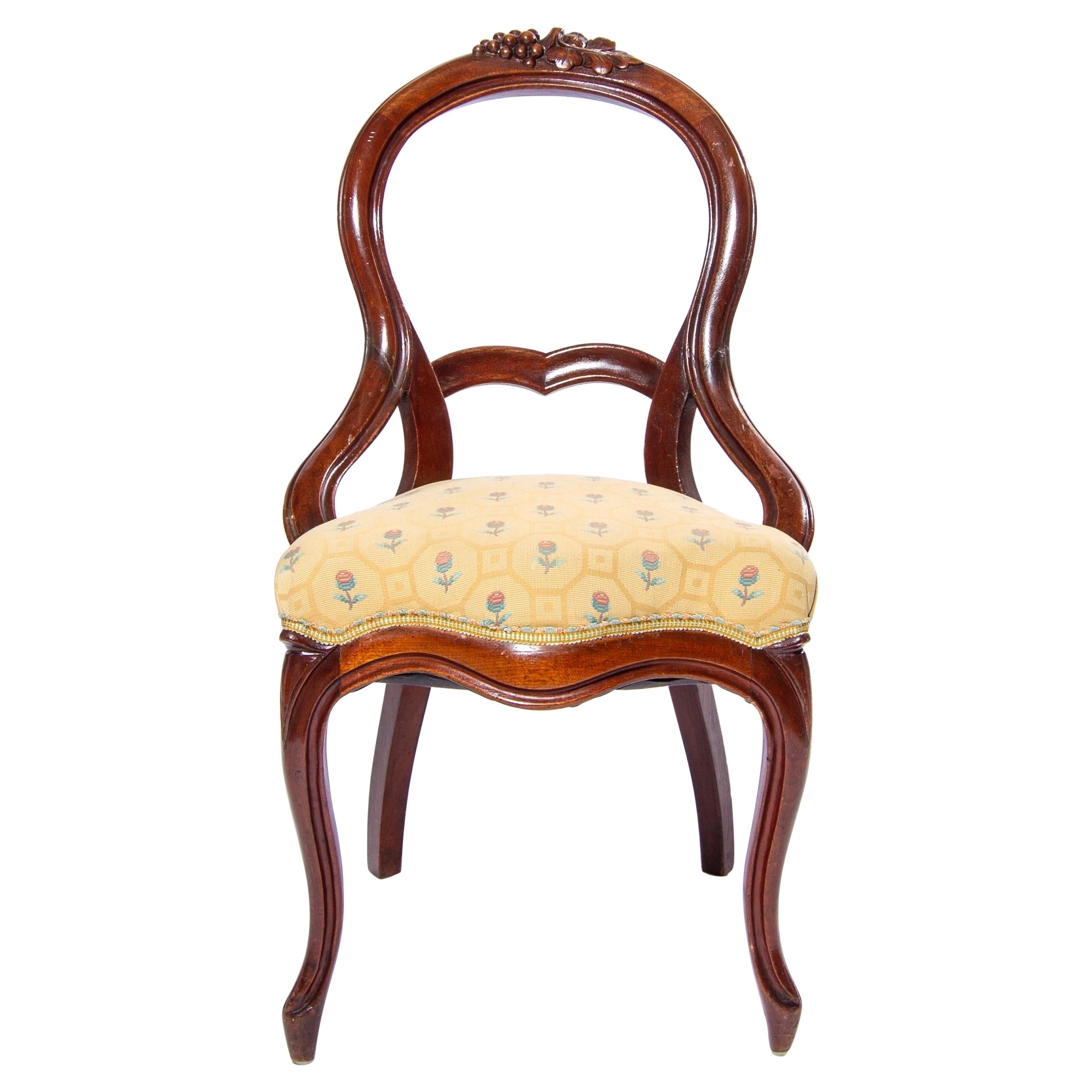 Hand Carved Walnut Queen Anne Chair with Grape motif, England