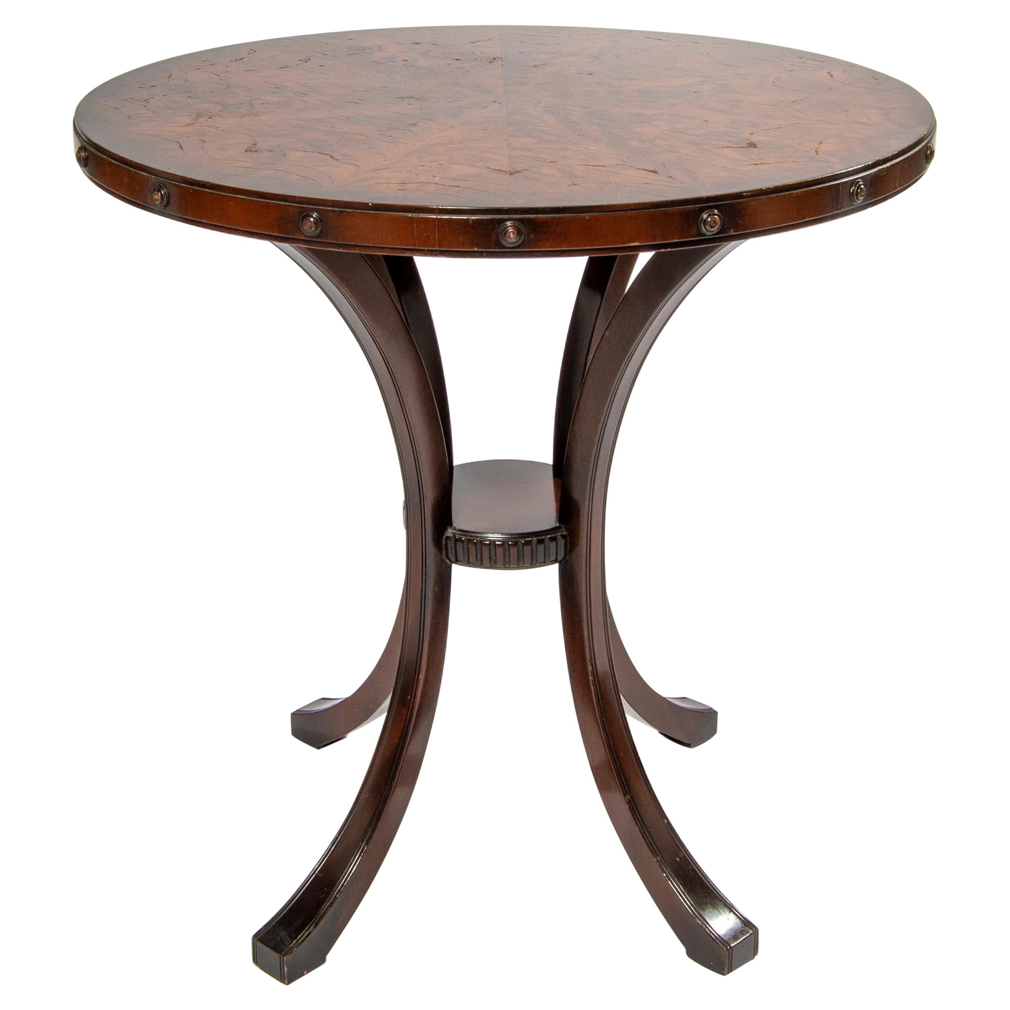 20th Century Regency Side Center or End Table with Inlay Marquetry Top For Sale
