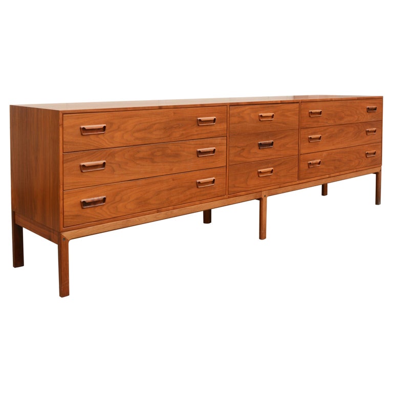 Long Walnut Triple Chest by Arne Wahl Iverson at 1stDibs