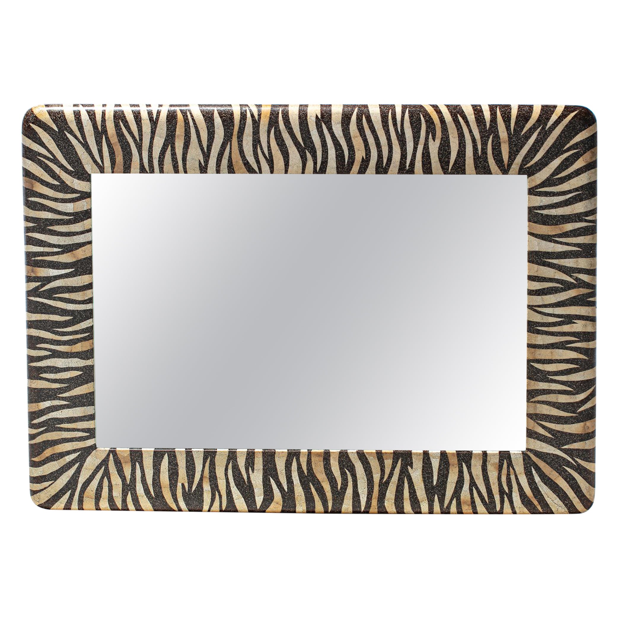 Hand Made Zebra Pattern Mirror Made of Eggshells by Maitland Smith For Sale