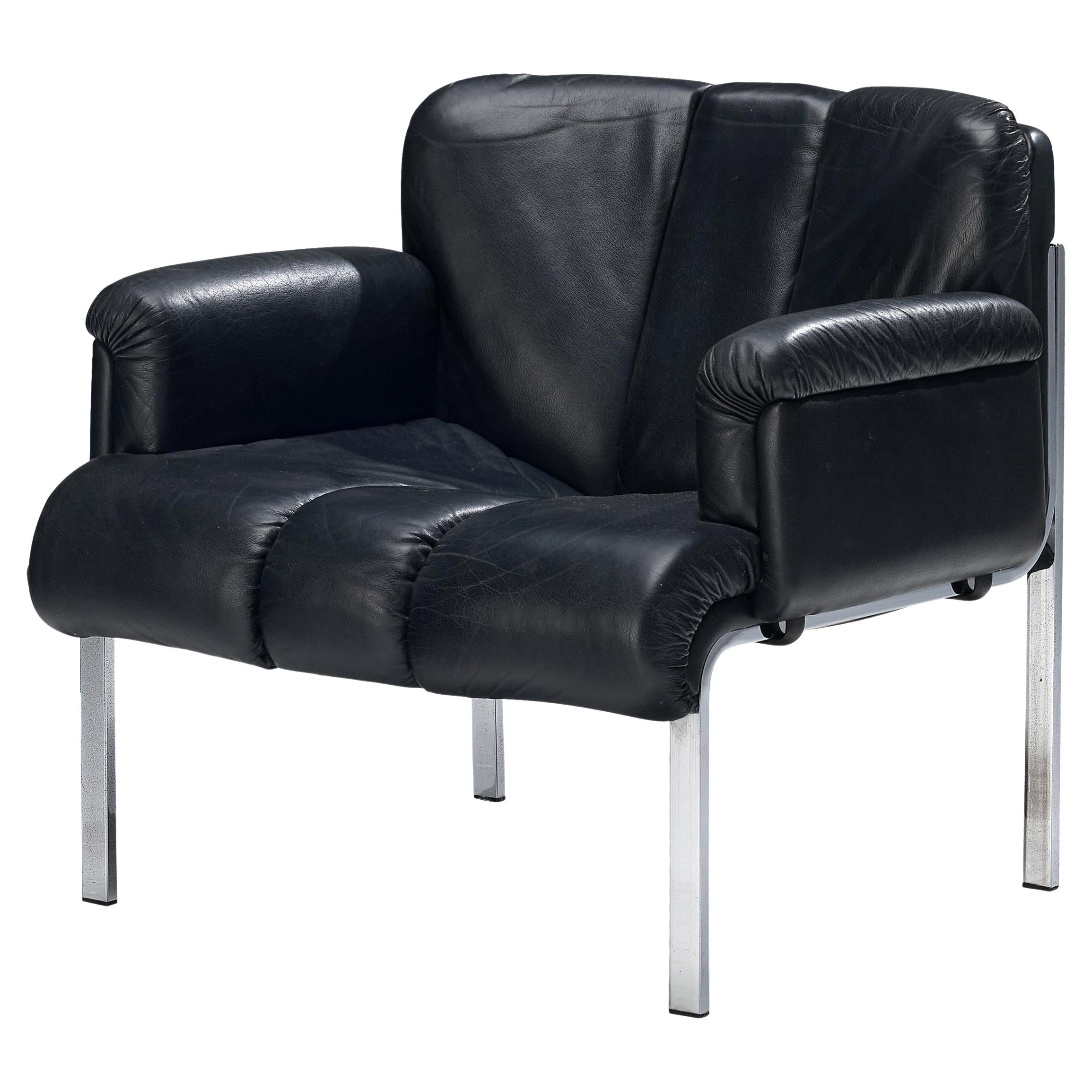 Hans Eichenberger for Girsberger ‘Eurochair’ in Black Leather For Sale