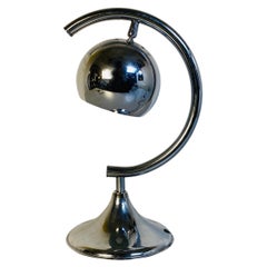 Vintage Italian Mid-Century Modern Chrome Table Lamp with Semi-Circular Structure, 1970s