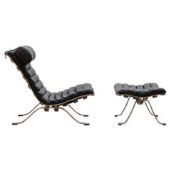 Black “Ari” Chair and Ottoman by Arne Norell for Norell Möbel AB