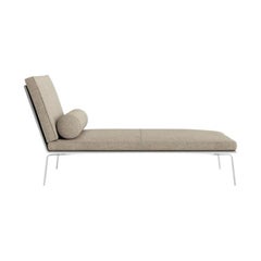 Man Chaise Longue in Barnum Bouclé 03 Upholstery with Stainless Steel Frame