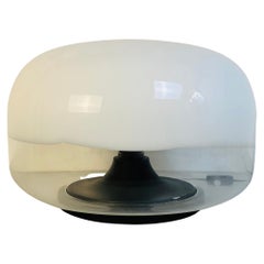 Italian Mid-Century Modern Glass Table Lamp with Abstract Decoration, 1970s