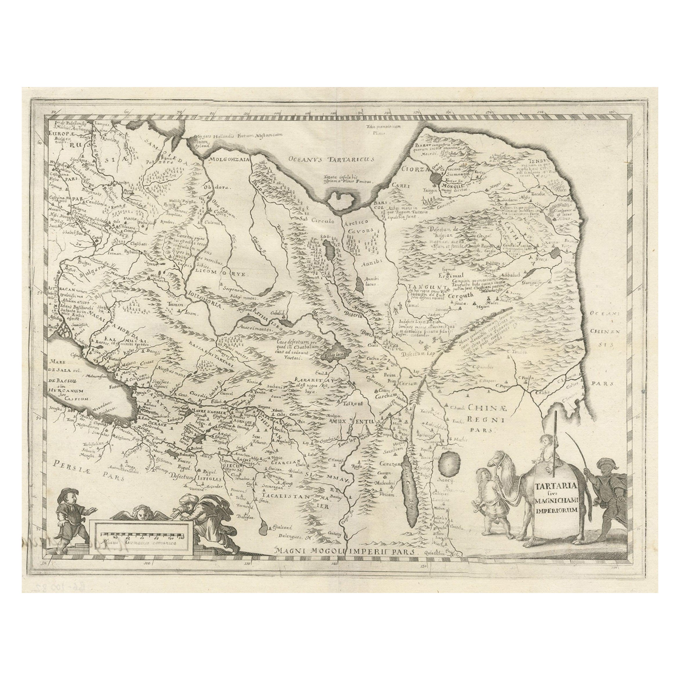Antique Map of China, Tartary and Central Asia by Blaeu, c.1645 For Sale