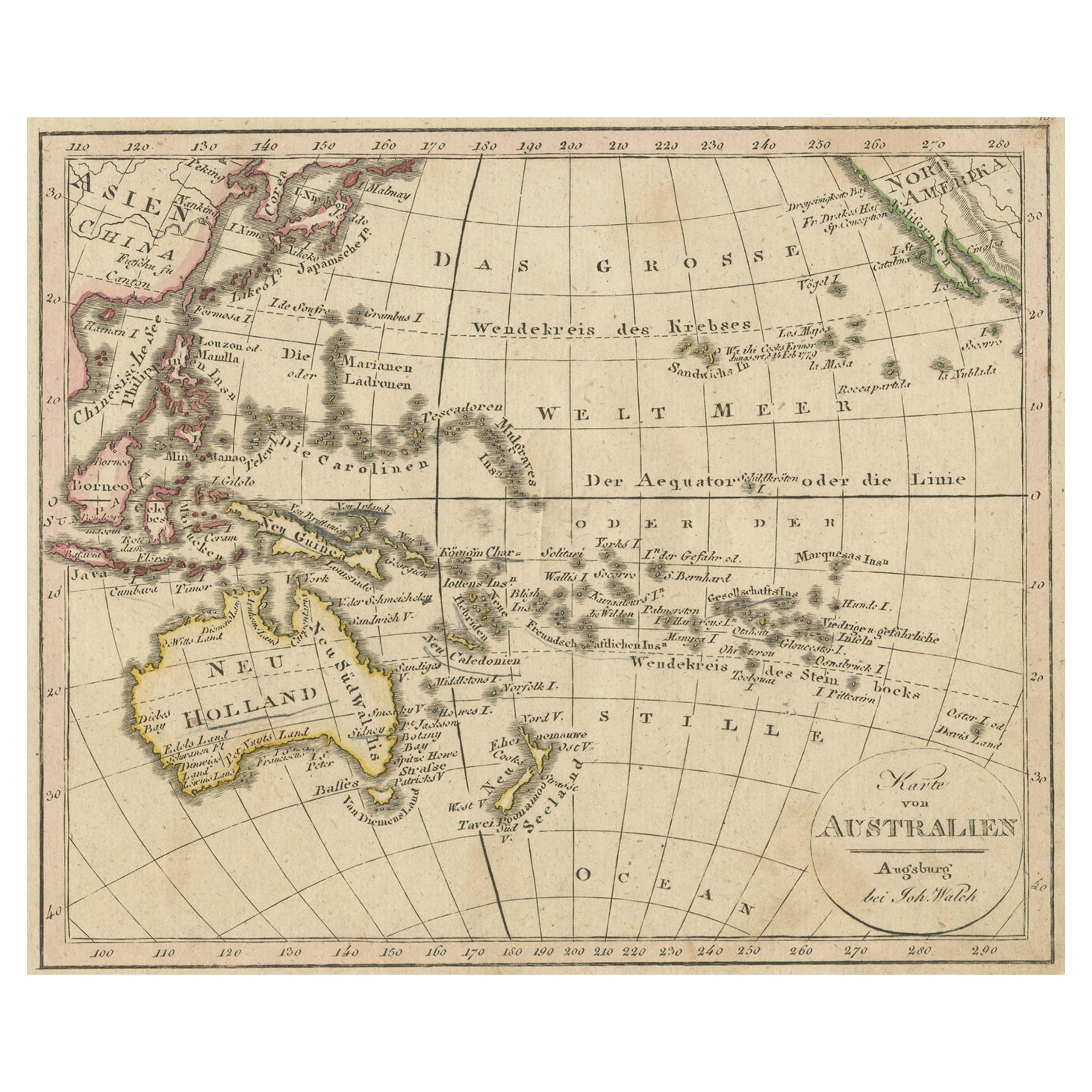 Antique Map of Oceania and the Pacific Ocean, Australia and New Zealand, 1826 For Sale