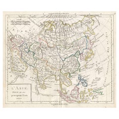 Carte française ancienne d'Asie avec bordure d'origine, vers 1785