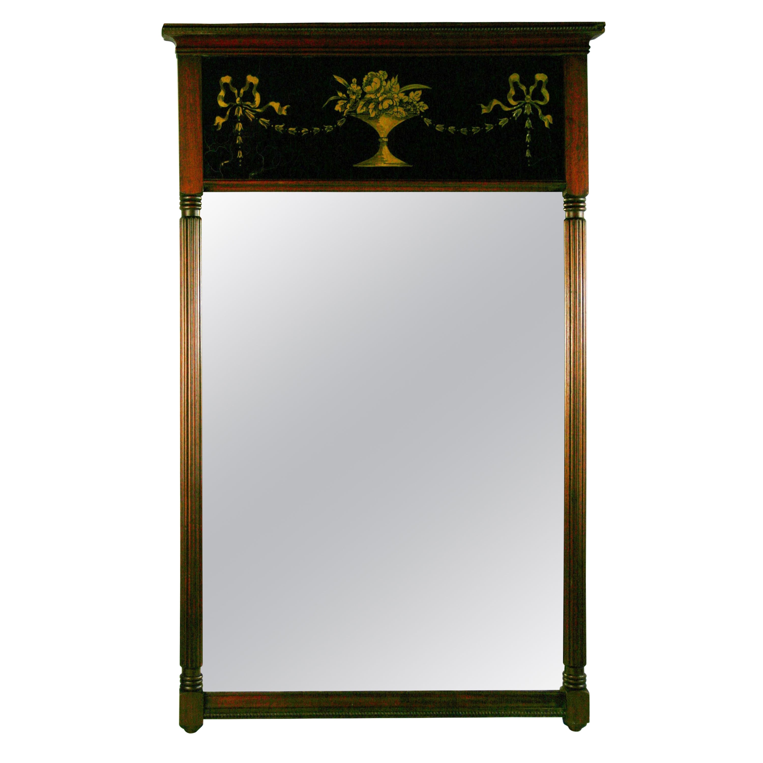 Large Eglomise Column Mirror For Sale