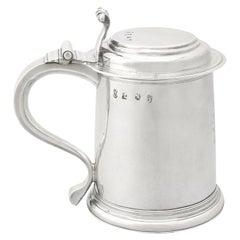 Antique William III Britannia Standard Silver Quart Tankard