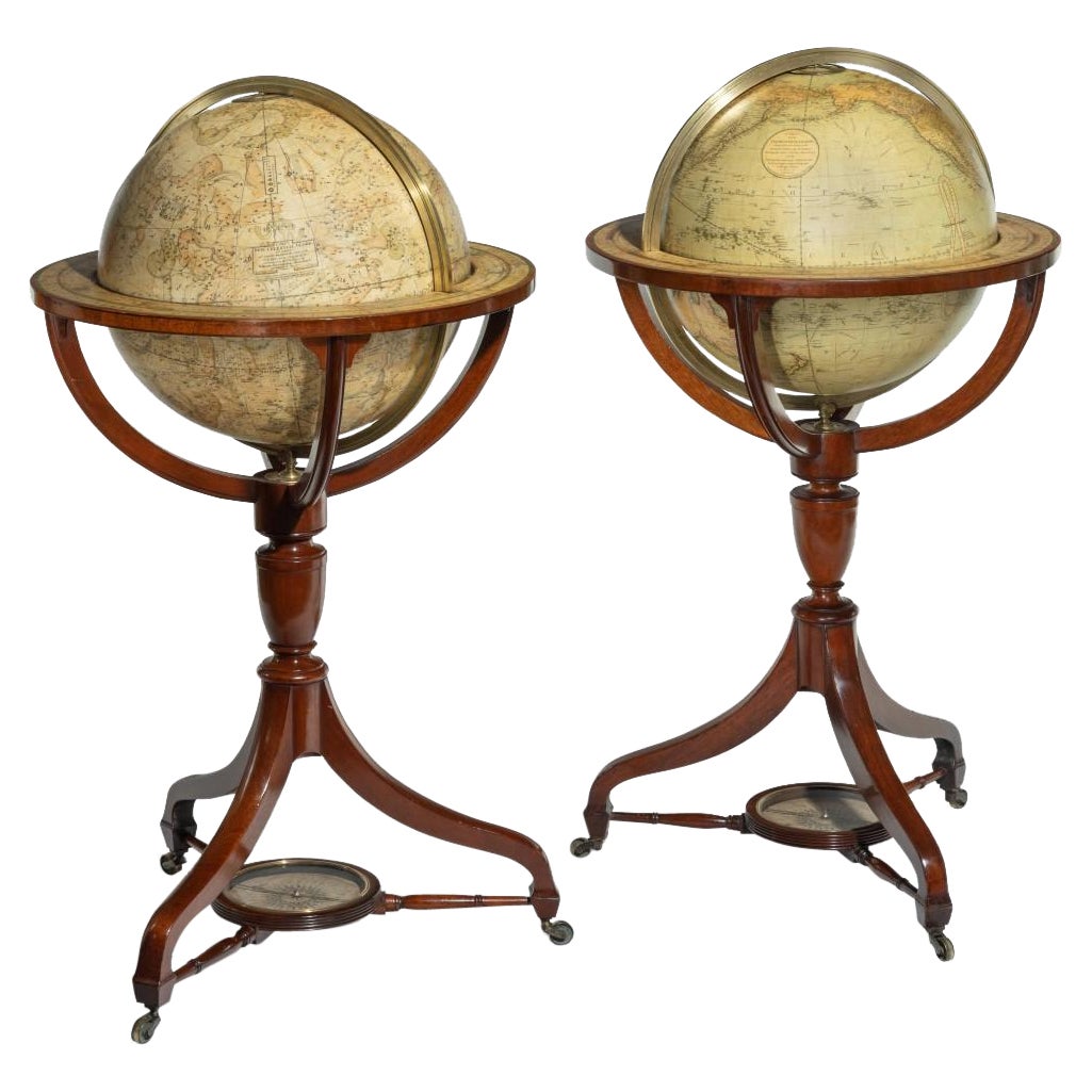 Fine Pair of Floor Globes by J & G Cary, Dated 1820 and 1833