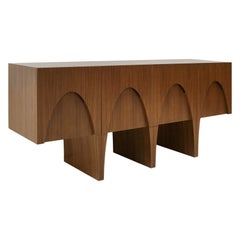 Contemporary Modern Teak and Lemongrass Wood Sideboard