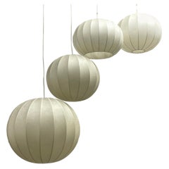 Retro Lot of Four Italian Ball Midcentury Cocoon Castiglioni Style Pendant Lights