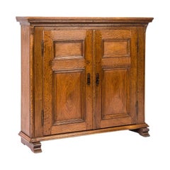 Antique 18th-Century German Honey Color Oak Two-Door Hall Cabinet