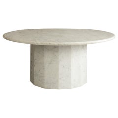 Ashby Round Coffee Table Handcrafted in Honed Bianco Carrara Marble