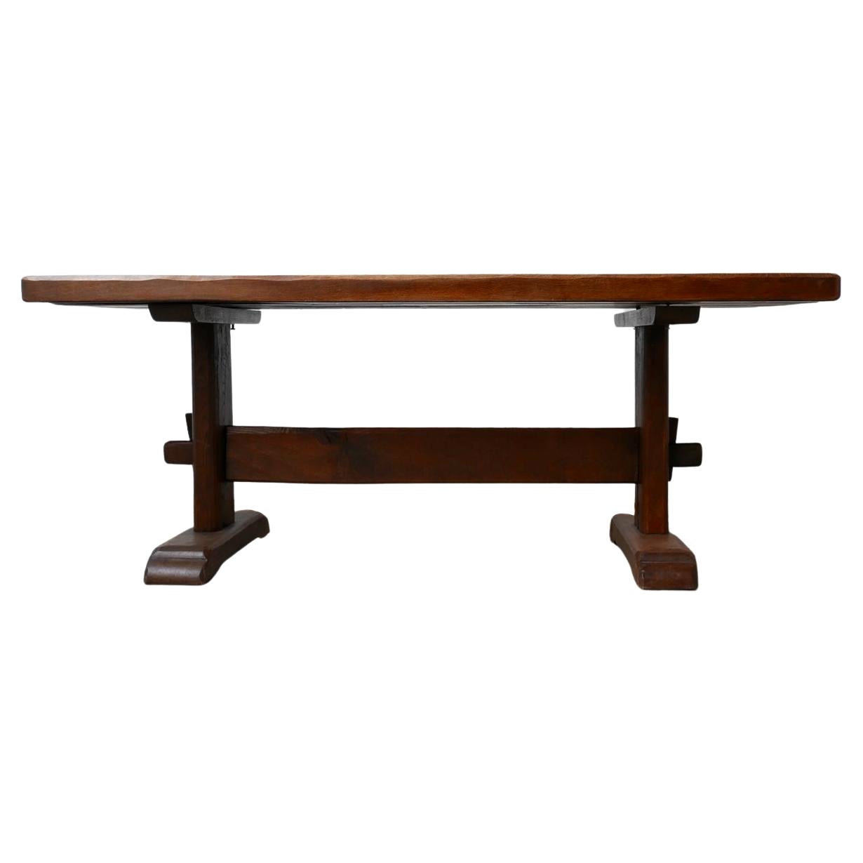 Brutalist Oak French Dining Table