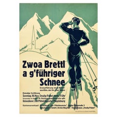 Original Vintage Film Poster Two Boards With Good Snow Skiing Winter Sport Movie