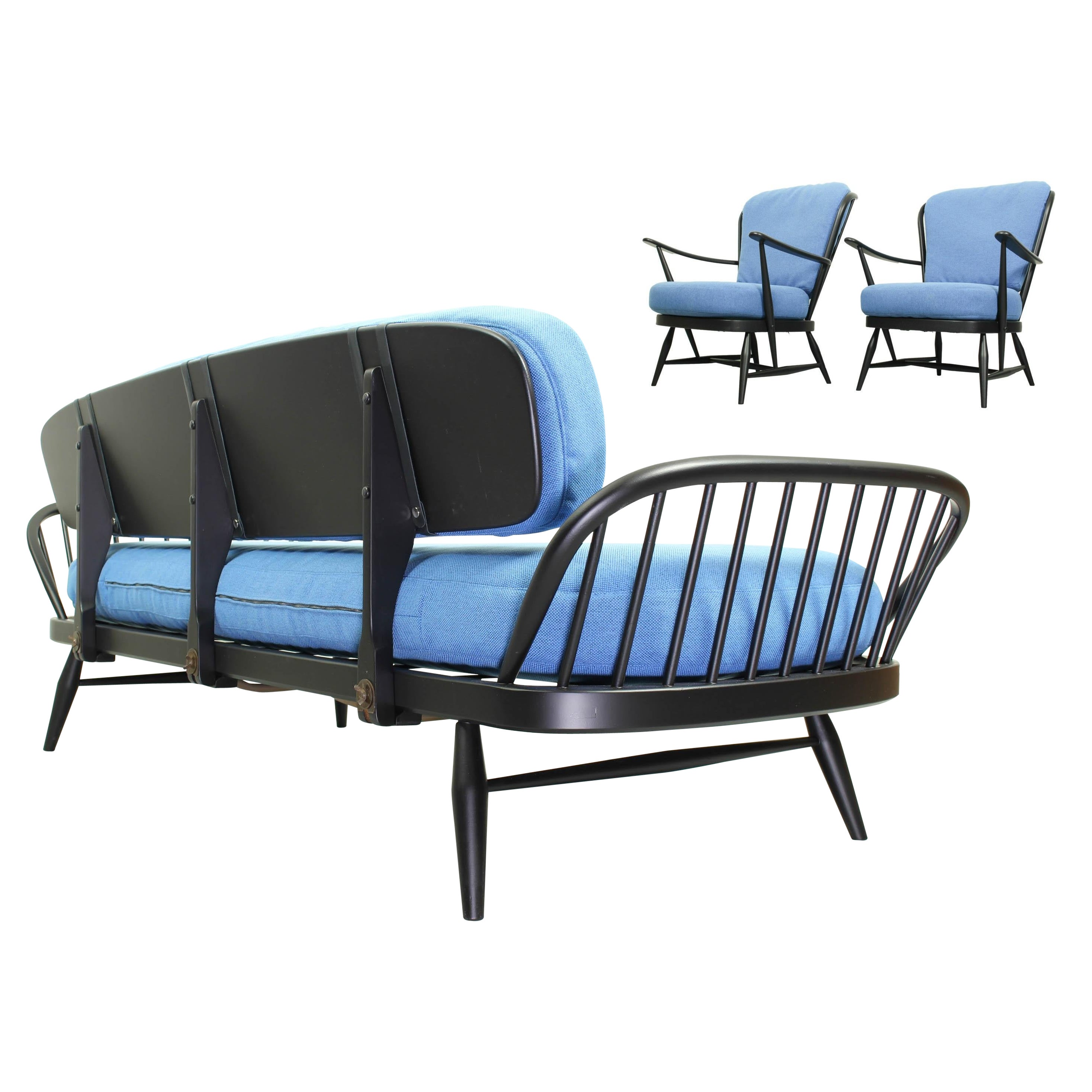 Ensemble de salon Lucian Ercolani avec canapé Modèle 355 et 2 chaises longues Windsor en vente