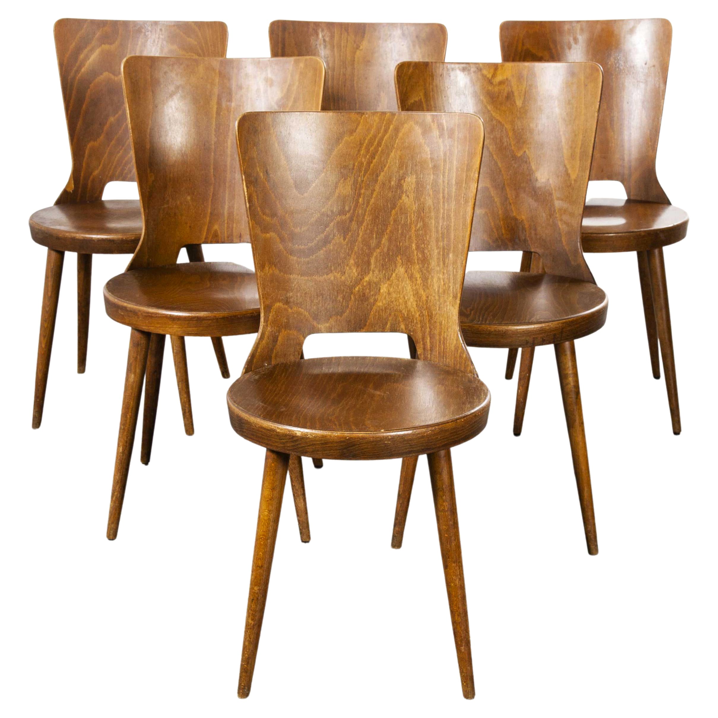 1960's French Baumann Bentwood Dove Dining Chair, Set of Six