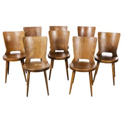 1960's French Baumann Bentwood Dove Dining Chair, Set of Eight