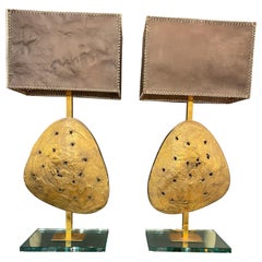 Pair of Italian Bronze Table Lamps Attributed to Angelo Brotto, 1970