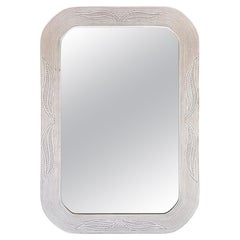Italian 1970s Bamboo Whitewashed Rectangular Mirror by Vivai del Sud