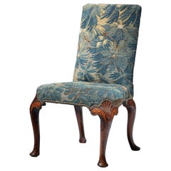Antique Fine and Rare George I 18th c. Walnut and Marquetry Chair with Tapestry Fragment
