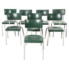 1970's Thonet Stacking Dining Chairs for the German Army, Green, Set of Eight