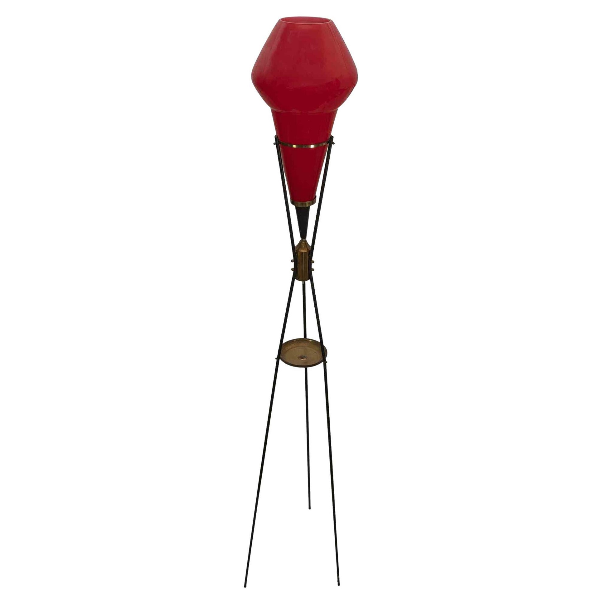Lampadaire rouge vintage attribué à Vistosi, Italie, années 1960 en vente
